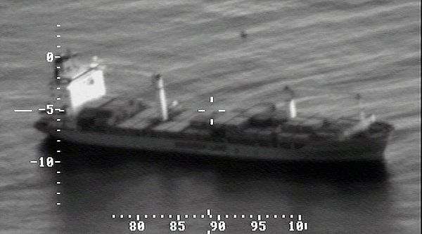 The Maersk Alabama, viewed from a U.S. Navy P3 Orion Long Range Cameras